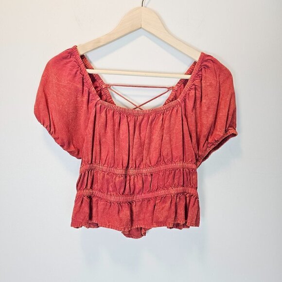 Rebellion Again Cropped Strappy Back Off Shoulder Top Large - Picture 1 of 8